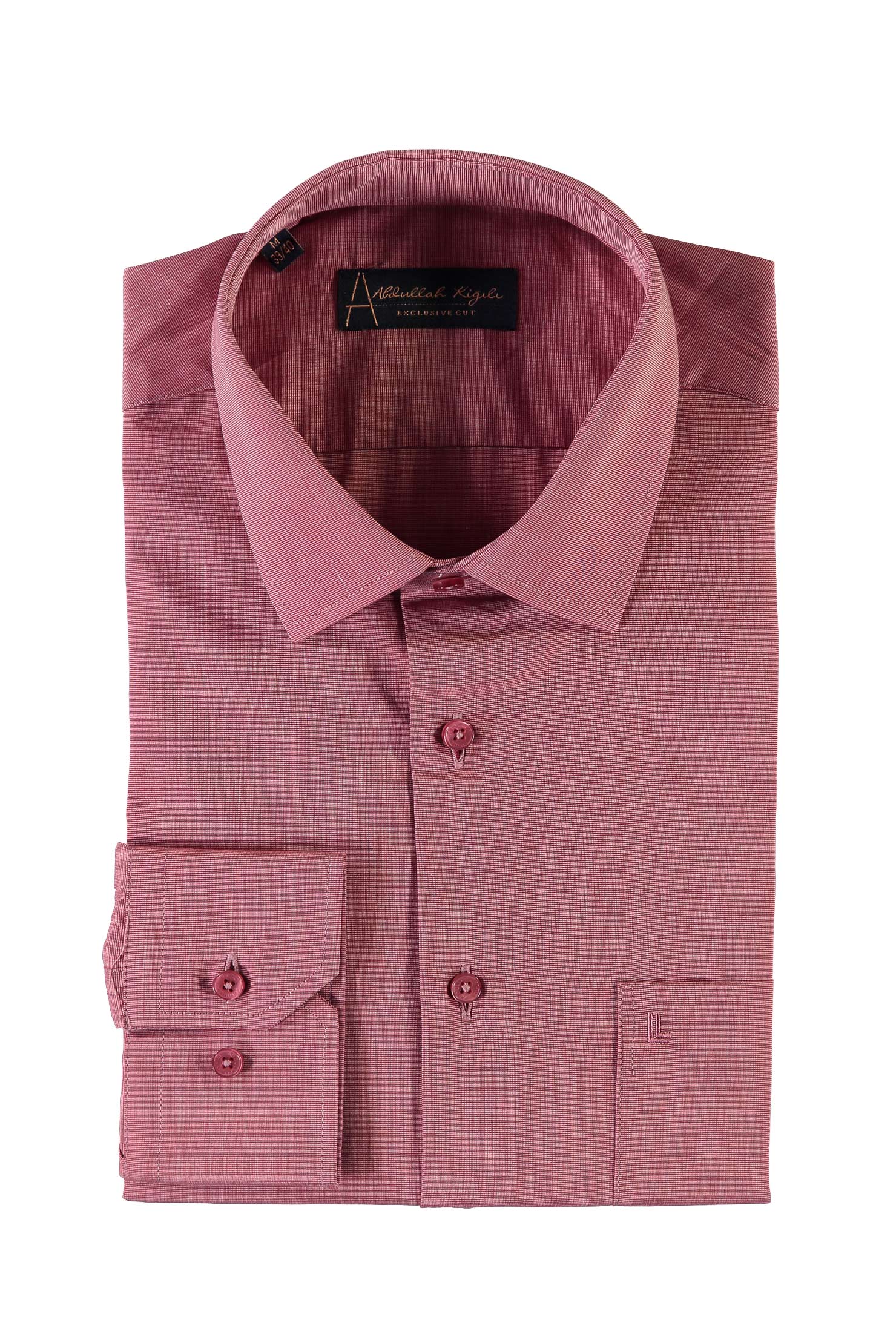 Koyu Kırmızı Uzun Kol Regular Fit Desenli Pamuk Gömlek