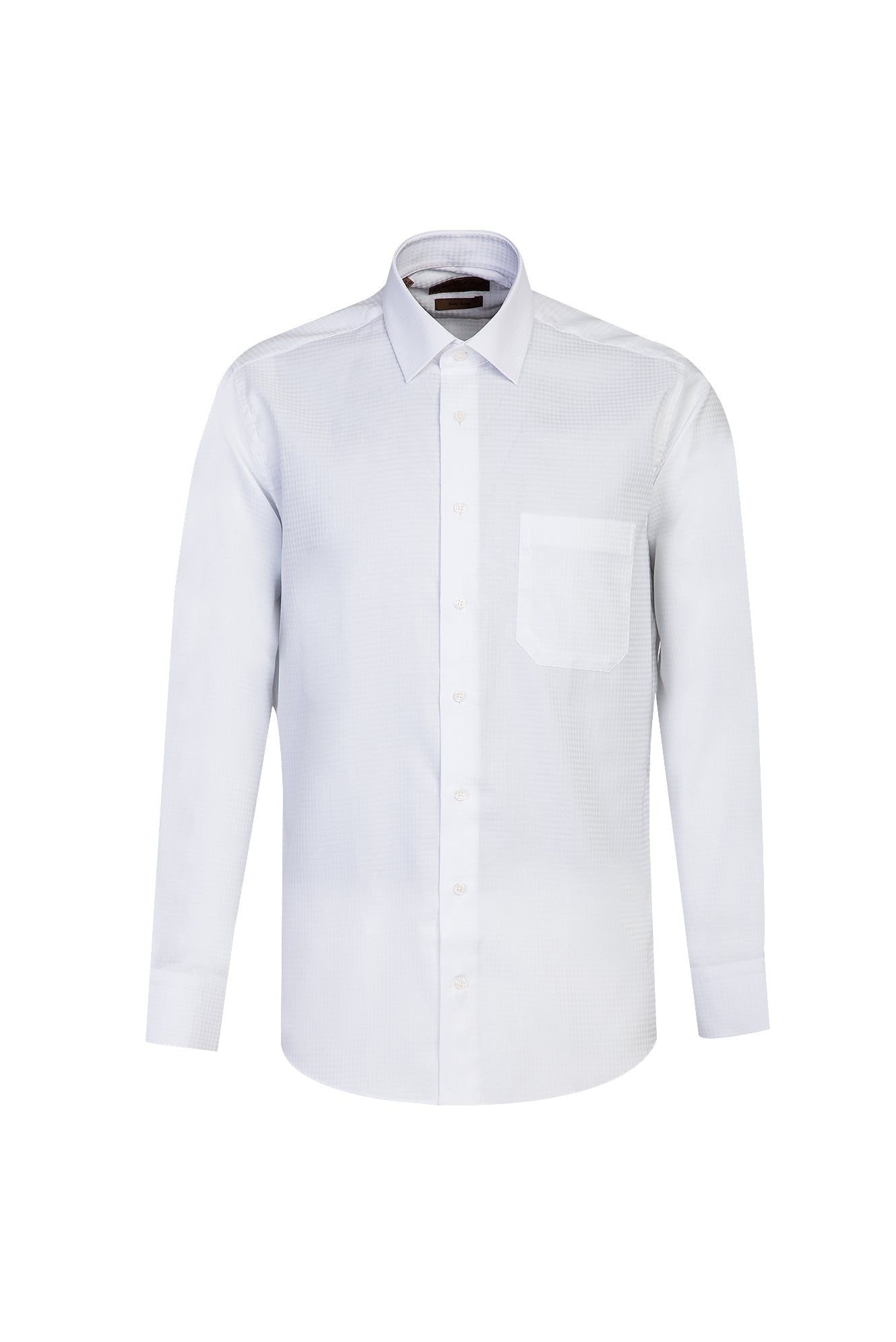 Beyaz Uzun Kol Non Iron Desenli Klasik Pamuk Gömlek