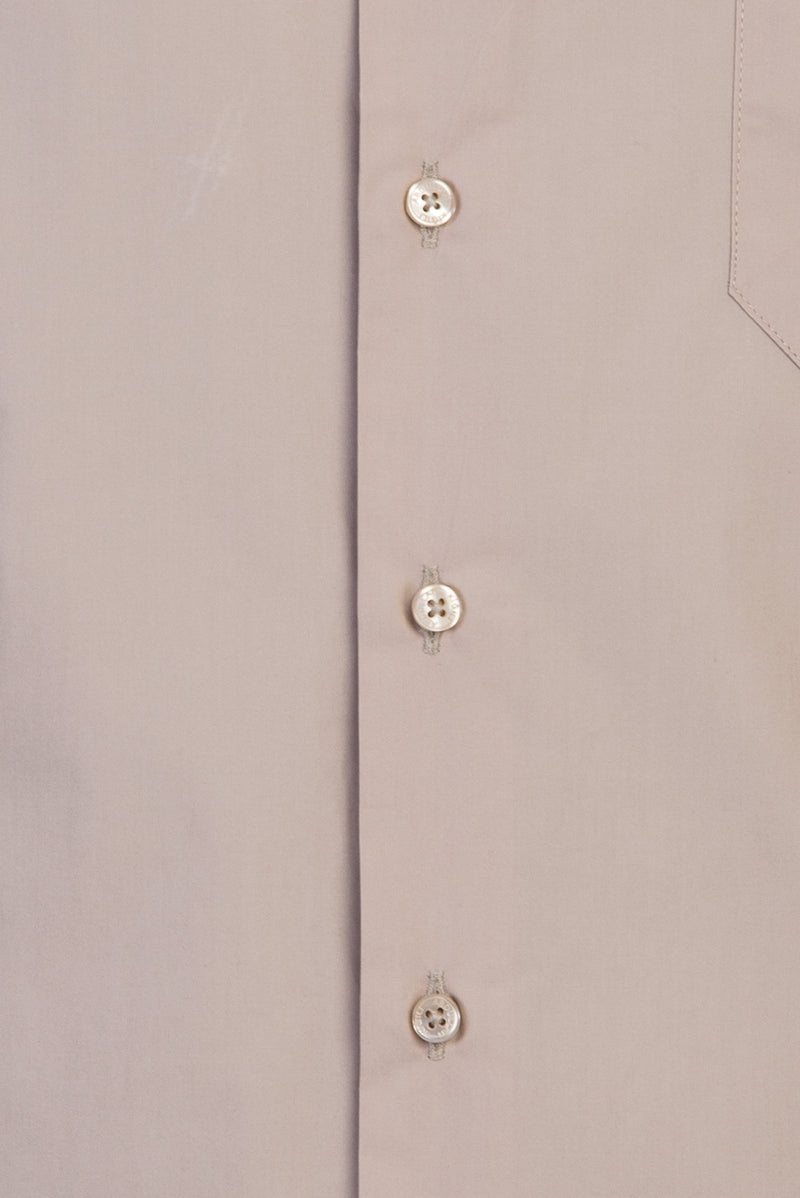 Açık Bej Uzun Kol Klasik Pamuk Gömlek