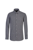 Siyah Uzun Kol Regular Fit Çizgili Pamuk Gömlek