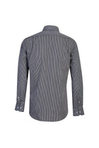 Siyah Uzun Kol Regular Fit Çizgili Pamuk Gömlek