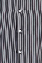 Siyah Uzun Kol Regular Fit Çizgili Pamuk Gömlek