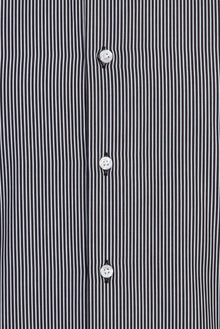 Siyah Uzun Kol Regular Fit Çizgili Pamuk Gömlek