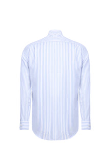 Beyaz Uzun Kol Regular Fit Çizgili Pamuk Gömlek