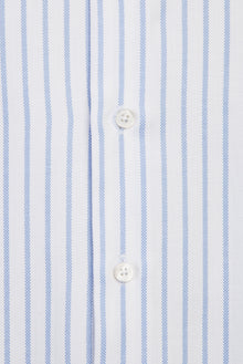 Beyaz Uzun Kol Regular Fit Çizgili Pamuk Gömlek