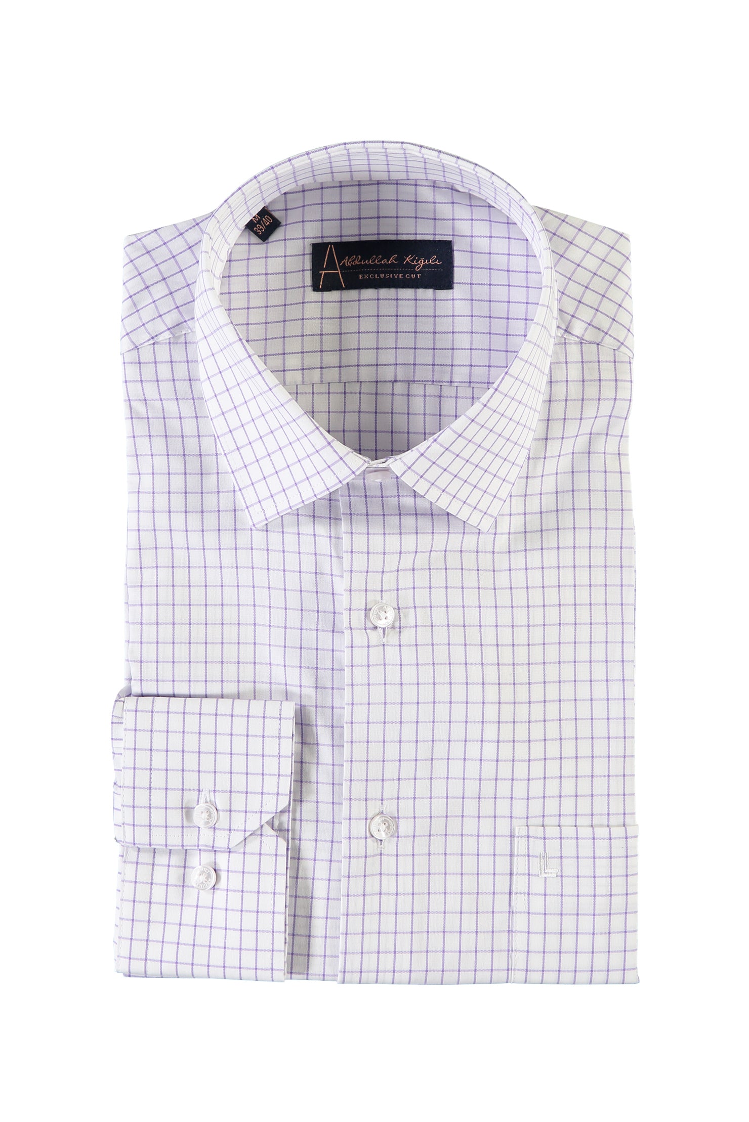 Lila Uzun Kol Regular Fit Kareli Pamuk Gömlek