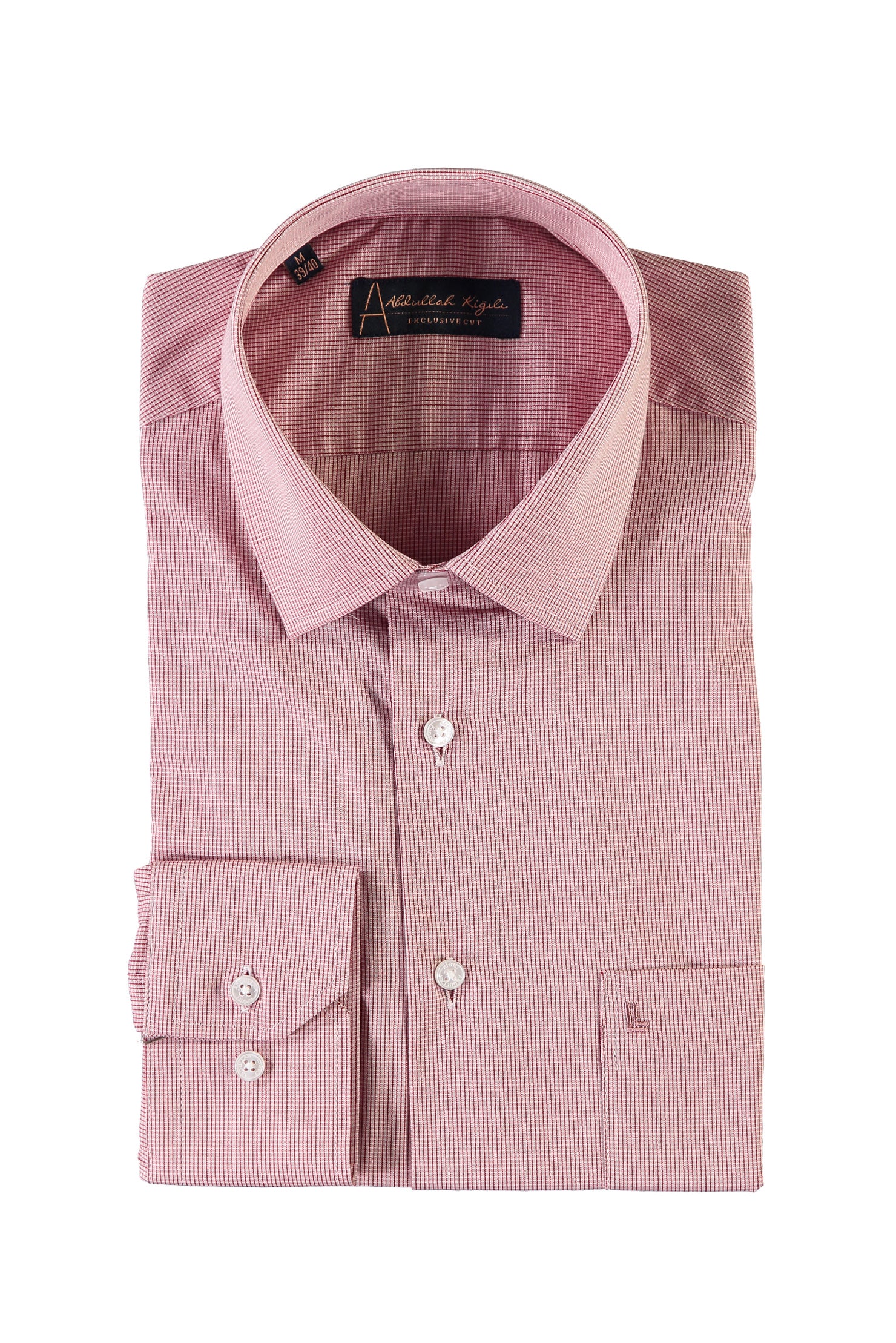 Koyu Kırmızı Uzun Kol Regular Fit Kareli Pamuk Gömlek