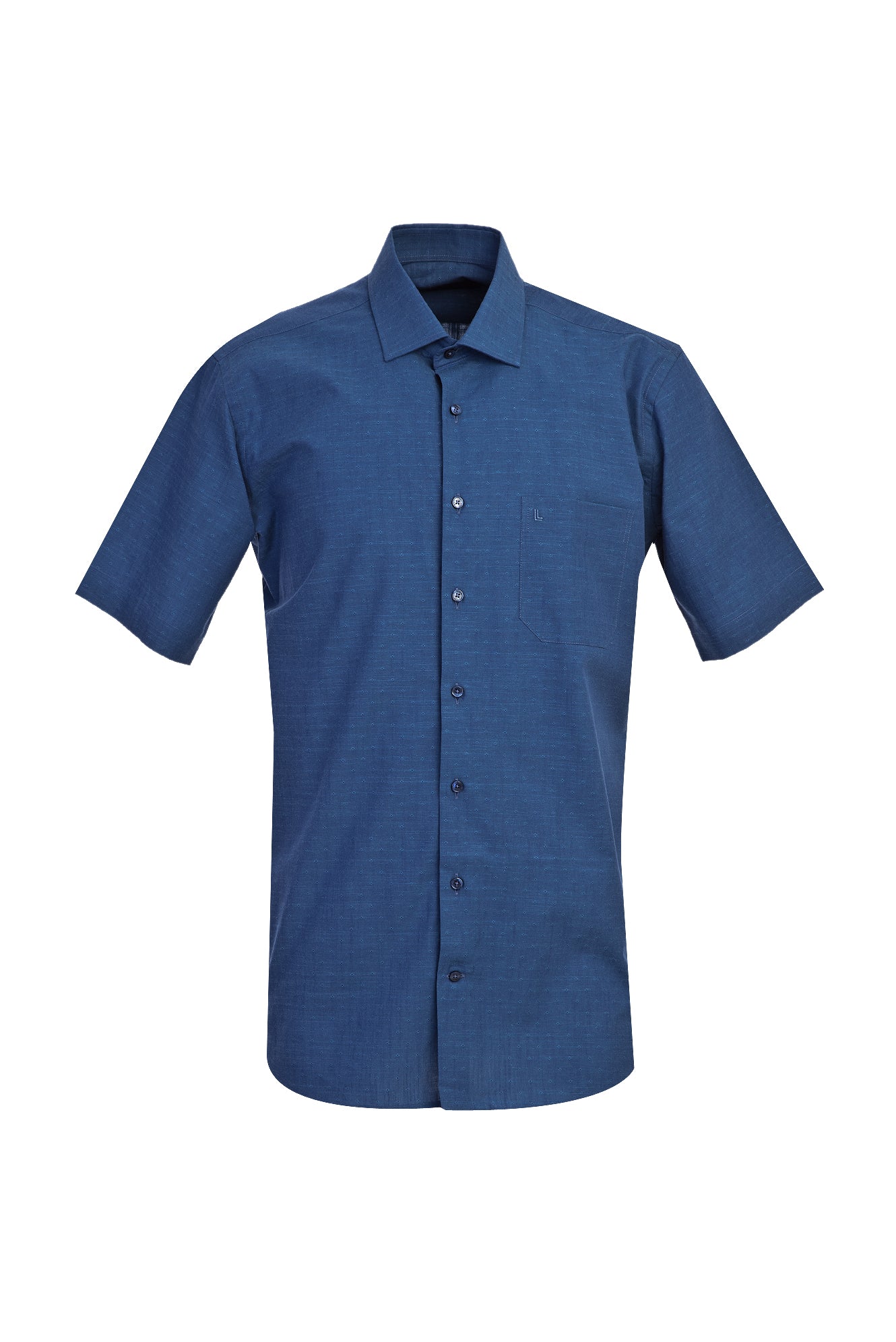 Koyu Mavi  Kısa Kol Regular Fit Pamuk Gömlek