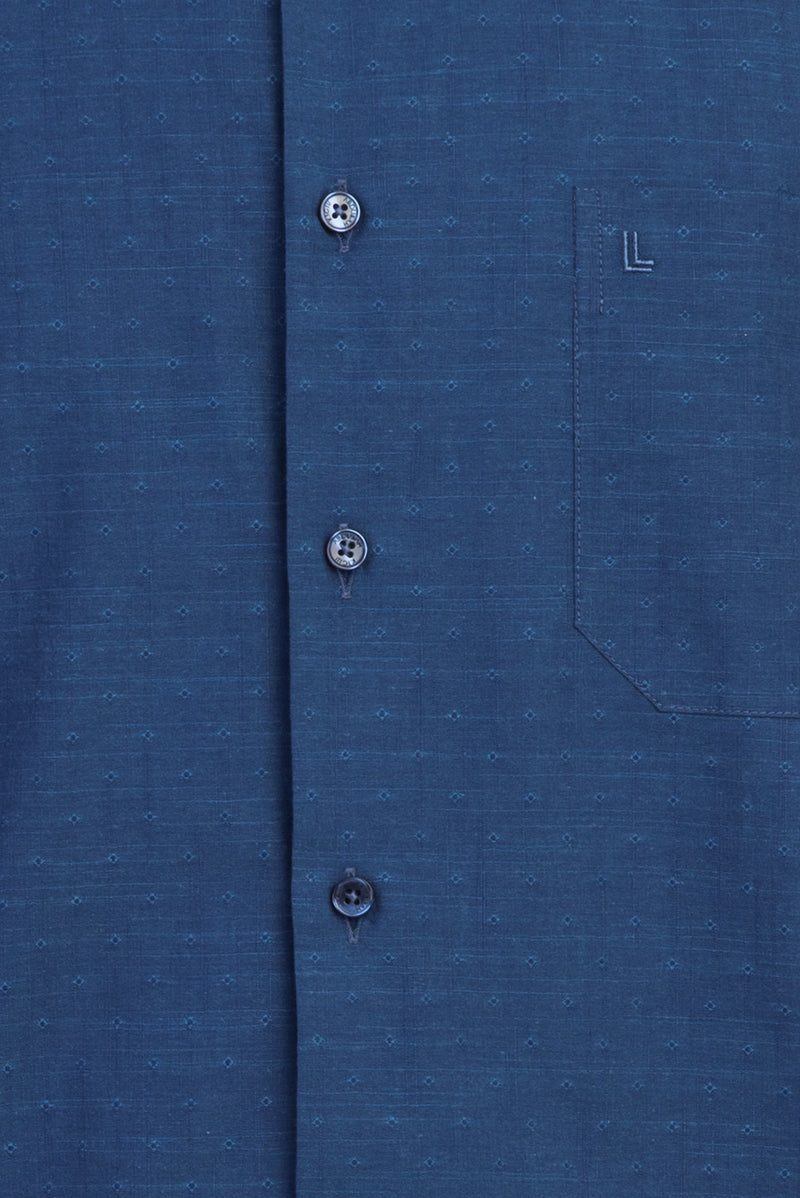 Koyu Mavi  Kısa Kol Regular Fit Pamuk Gömlek