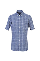 Koyu Lacivert Kısa Kol Regular Fit Ekose Gömlek