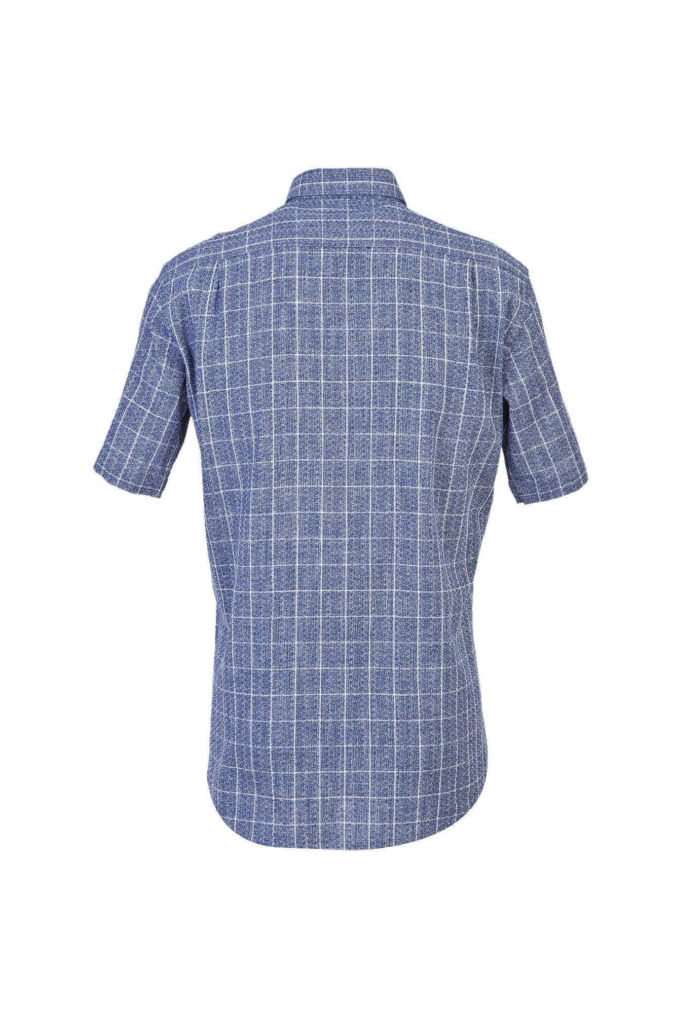 Koyu Lacivert Kısa Kol Regular Fit Ekose Gömlek