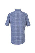 Koyu Lacivert Kısa Kol Regular Fit Ekose Gömlek