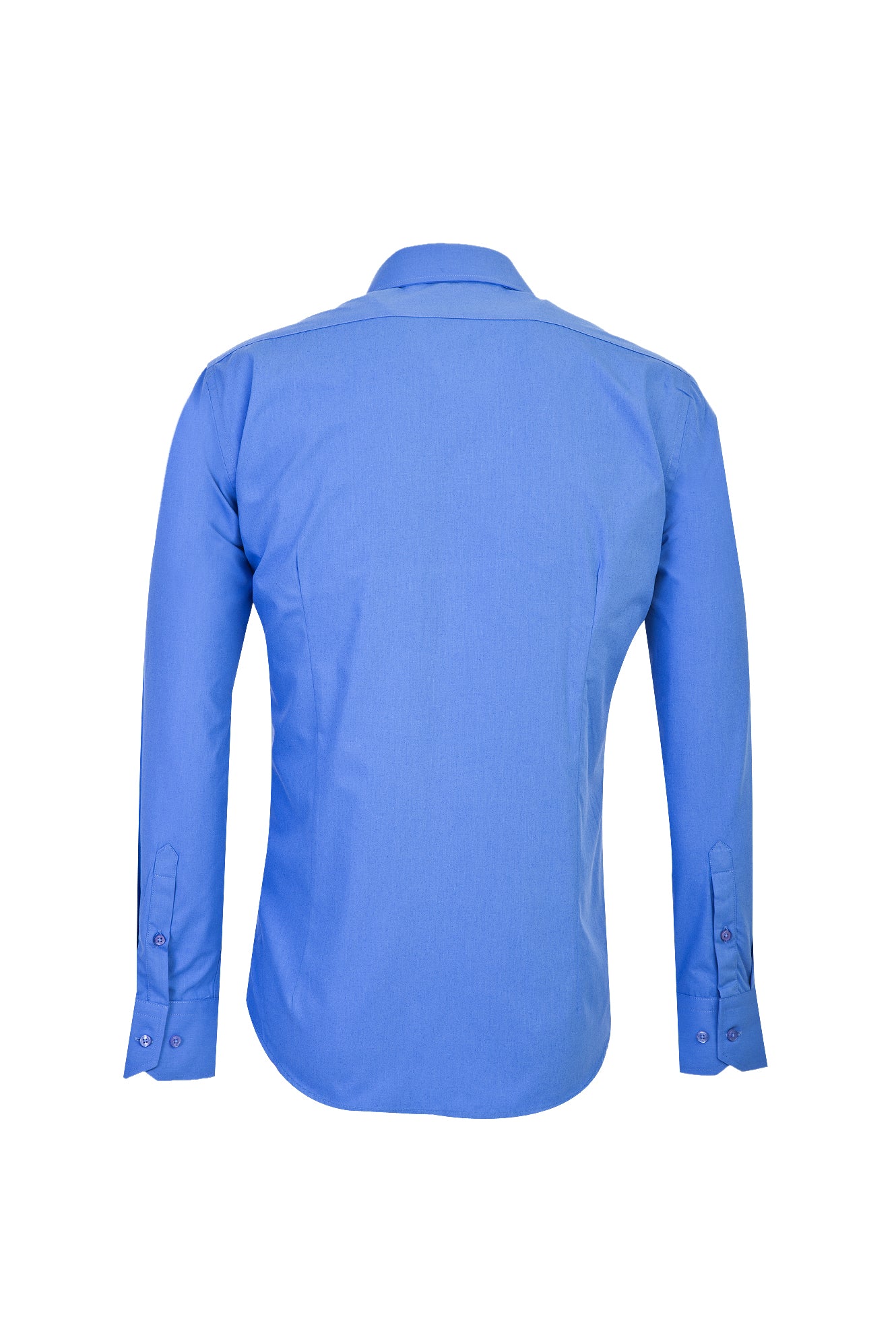 Saks Mavi Uzun Kol Slim Fit Dar Kesim Pamuk Gömlek