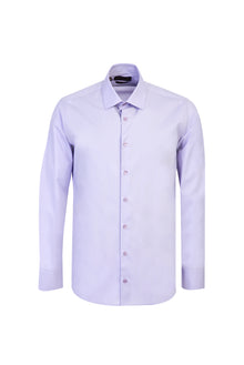 Açık Mor Uzun Kol Slim Fit Dar Kesim Pamuk Gömlek