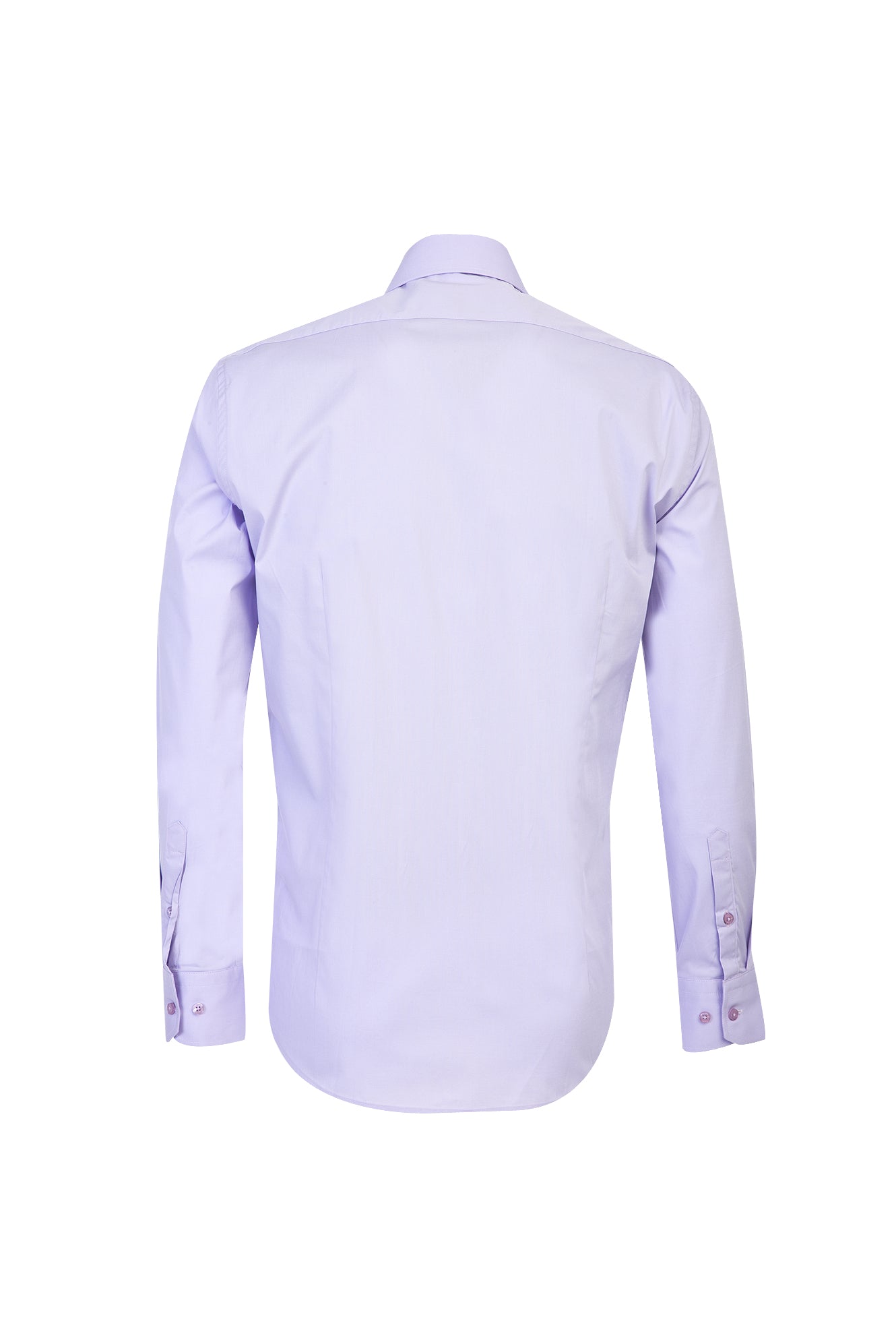 Açık Mor Uzun Kol Slim Fit Dar Kesim Pamuk Gömlek