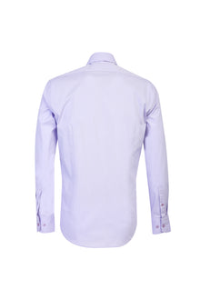 Açık Mor Uzun Kol Slim Fit Dar Kesim Pamuk Gömlek