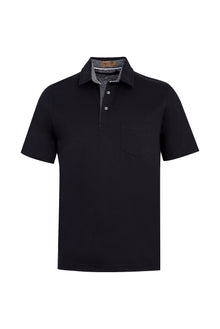 Siyah Polo Yaka Regular Fit Merserize Pamuk T-shirt