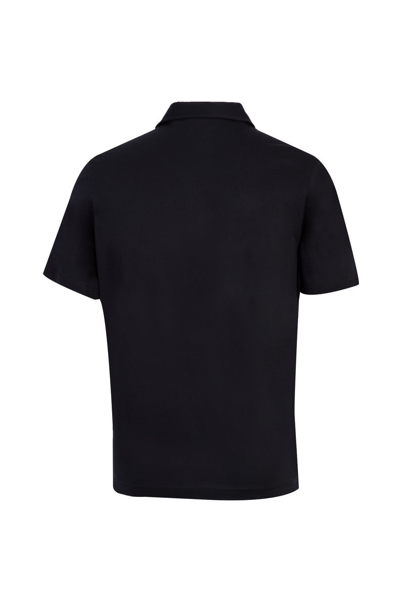Siyah Polo Yaka Regular Fit Merserize Pamuk T-shirt
