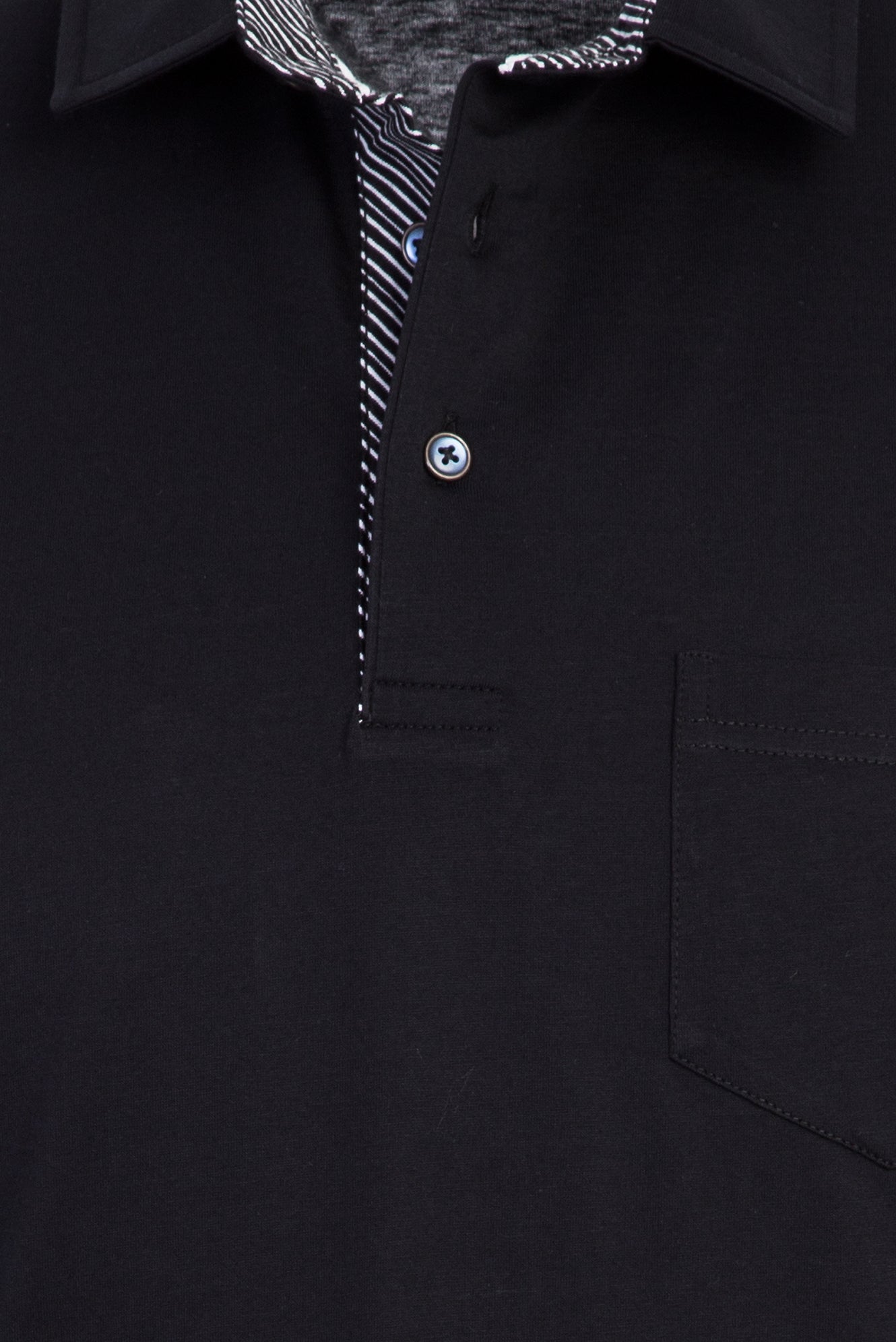 Siyah Polo Yaka Regular Fit Merserize Pamuk T-shirt