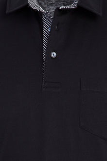 Siyah Polo Yaka Regular Fit Merserize Pamuk T-shirt