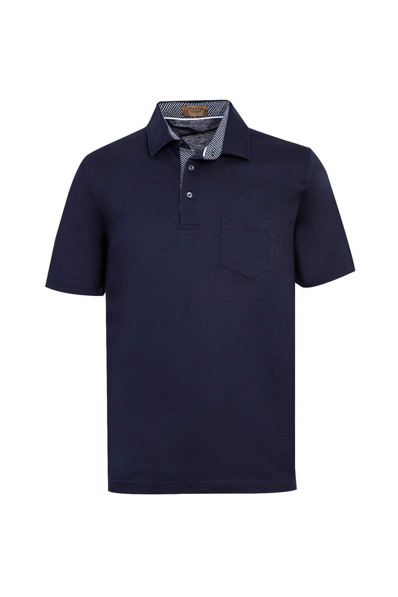 Koyu Lacivert Polo Yaka Regular Fit Merserize Pamuk T-shirt