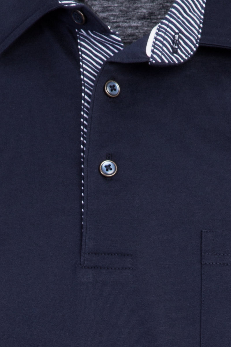 Koyu Lacivert Polo Yaka Regular Fit Merserize Pamuk T-shirt