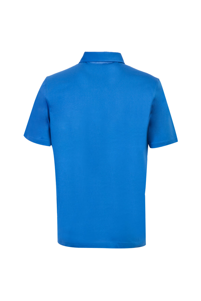 Kobalt Mavi Polo Yaka Regular Fit Merserize Pamuk T-shirt