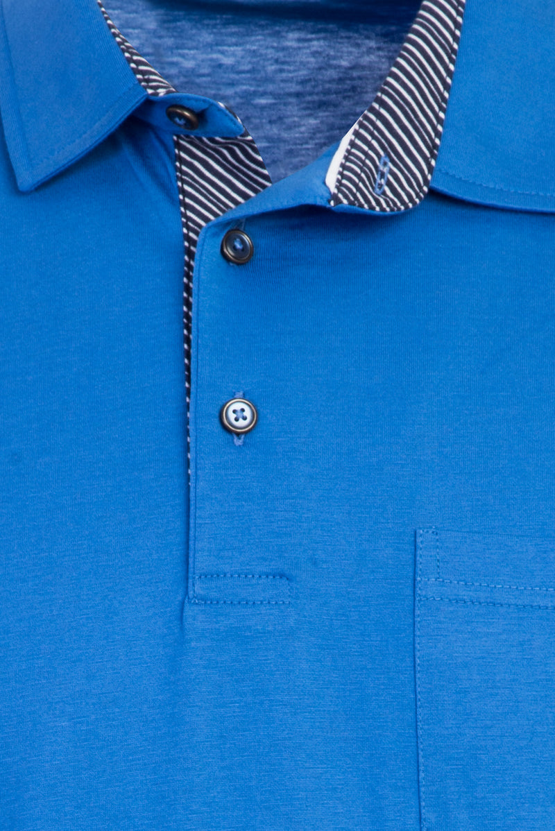 Kobalt Mavi Polo Yaka Regular Fit Merserize Pamuk T-shirt