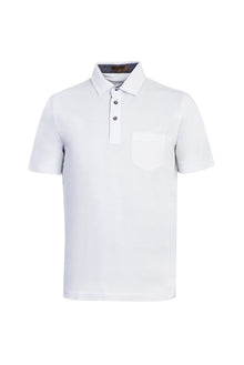 Beyaz Polo Yaka Regular Fit Merserize Pamuk T-shirt