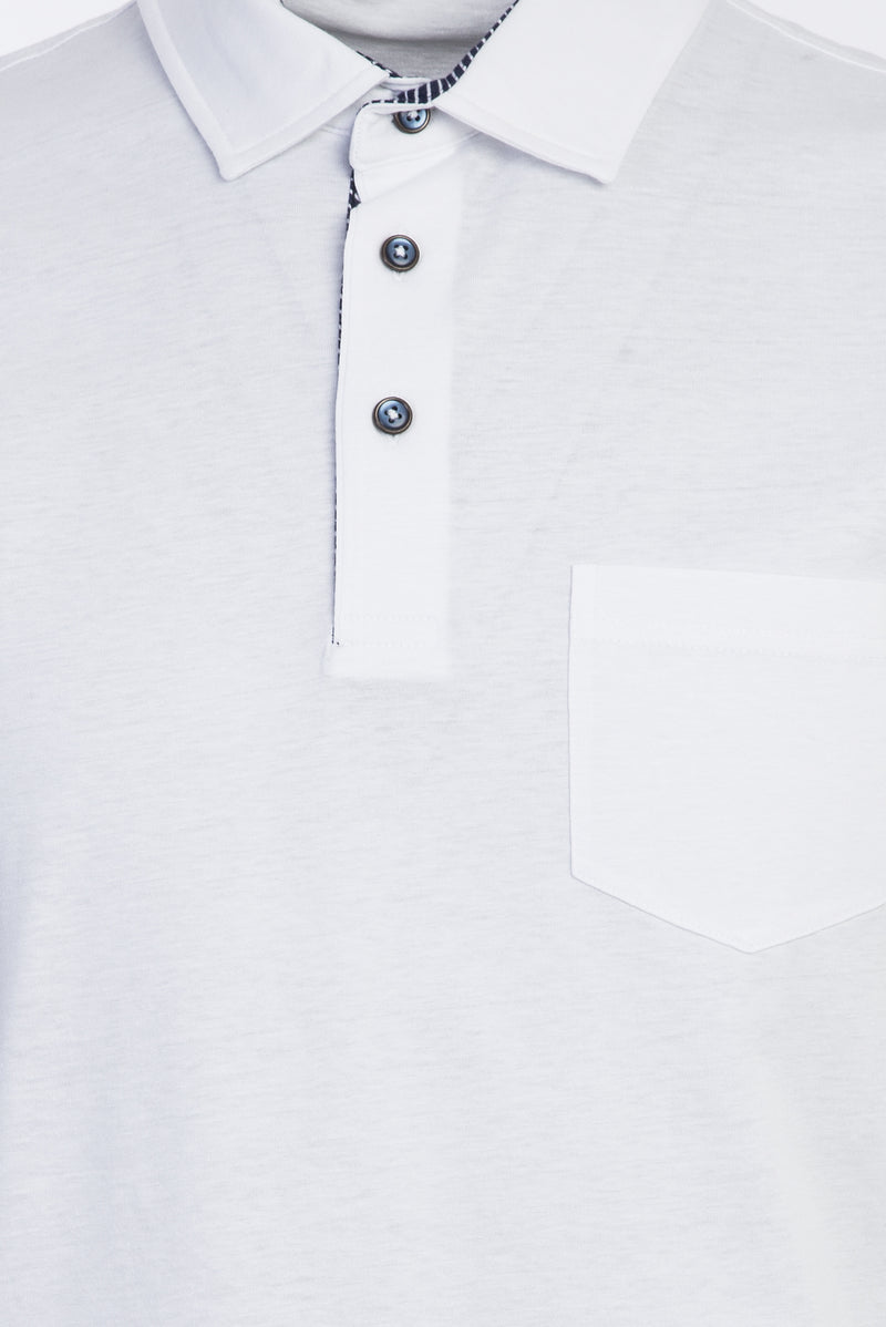 Beyaz Polo Yaka Regular Fit Merserize Pamuk T-shirt