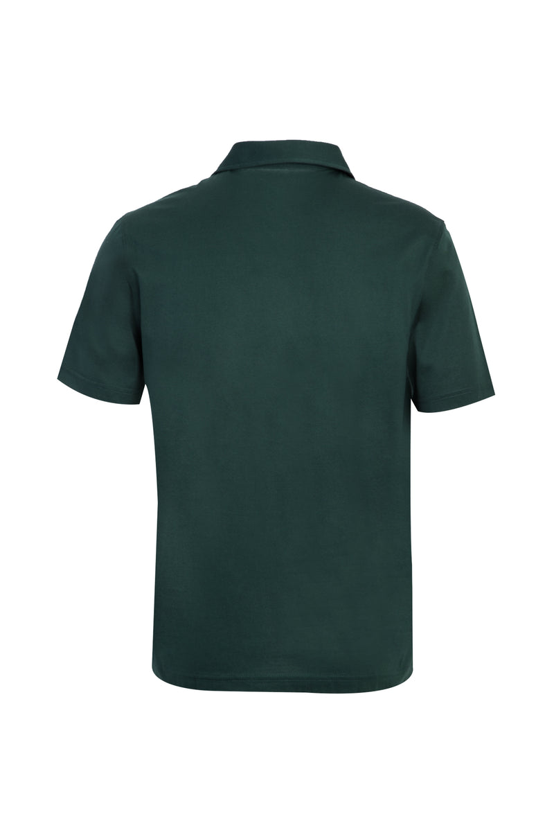 Zümrüt Yeşili Polo Yaka Regular Fit Merserize Pamuk T-shirt