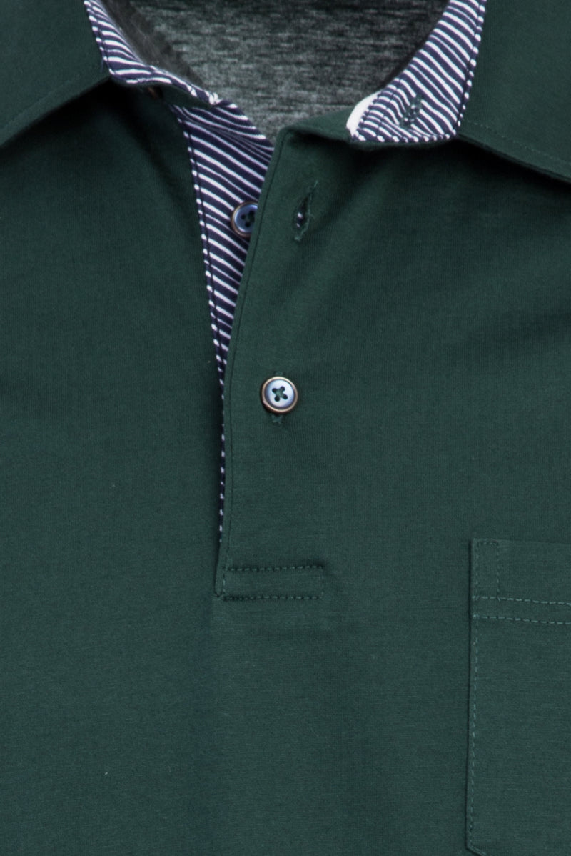 Zümrüt Yeşili Polo Yaka Regular Fit Merserize Pamuk T-shirt