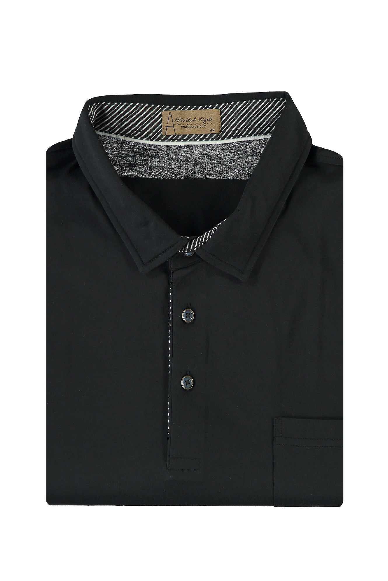 Siyah Büyük Beden Polo Yaka Pamuk T-shirt