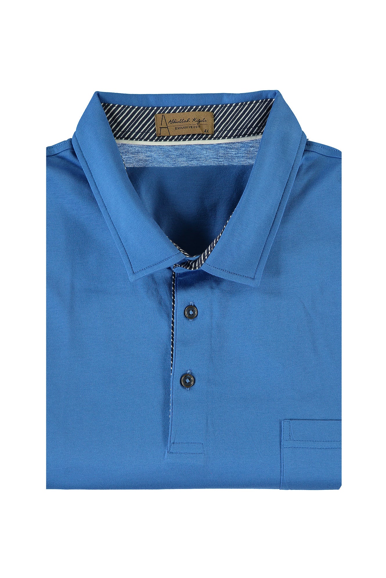 Kobalt Mavi Büyük Beden Polo Yaka Pamuk T-shirt