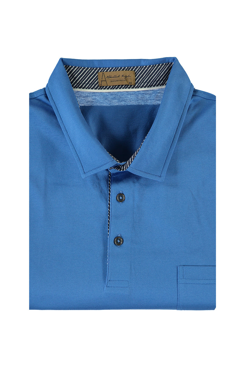 Kobalt Mavi Büyük Beden Polo Yaka Pamuk T-shirt