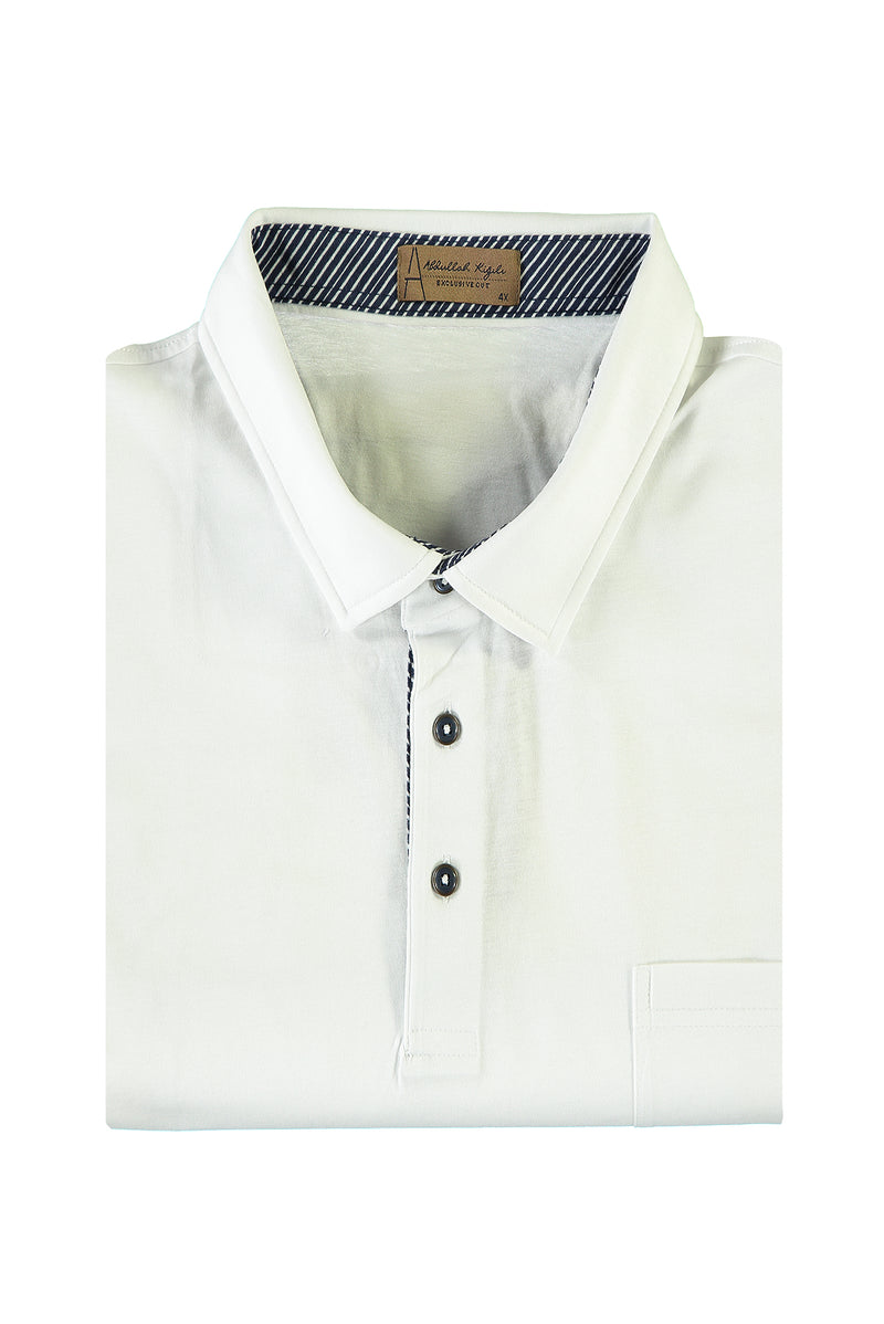 Beyaz Büyük Beden Polo Yaka T-shirt