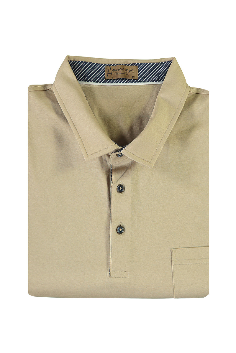 Açık Camel Büyük Beden Polo Yaka T-shirt