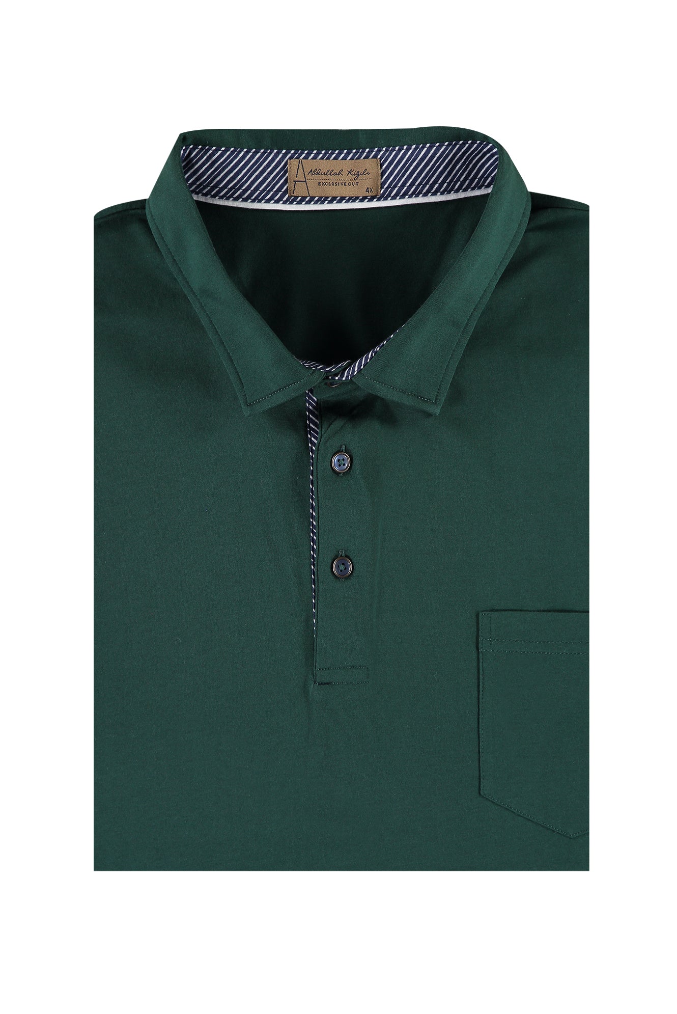 Zümrüt Yeşili Büyük Beden Polo Yaka Pamuk T-shirt