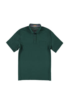 Zümrüt Yeşili Büyük Beden Polo Yaka Pamuk T-shirt