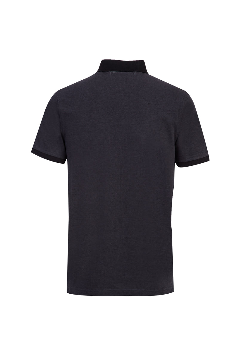 Siyah Polo Yaka Regular Fit Merserize Pamuk T-shirt