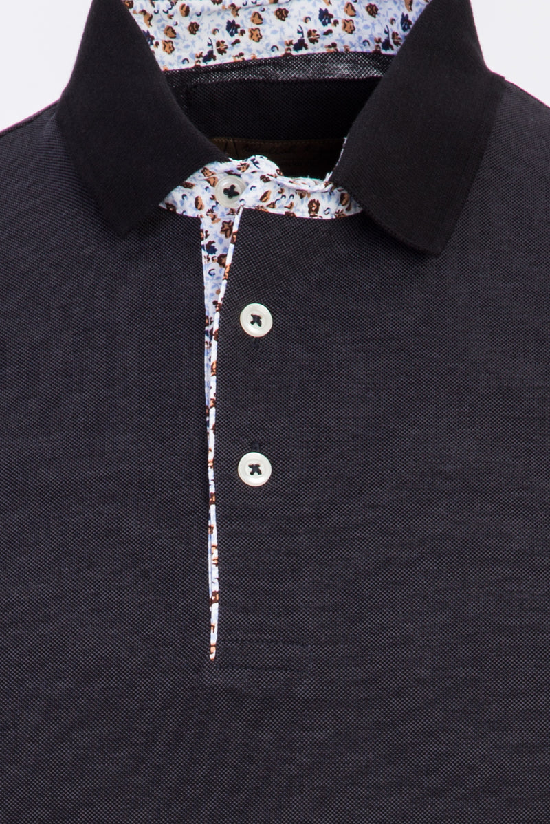 Siyah Polo Yaka Regular Fit Merserize Pamuk T-shirt