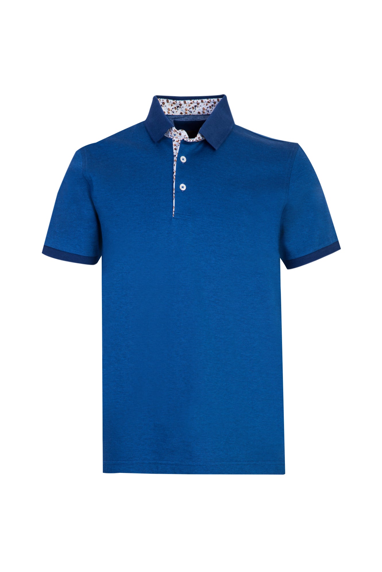 Kobalt Mavi Polo Yaka Regular Fit Merserize Pamuk T-shirt
