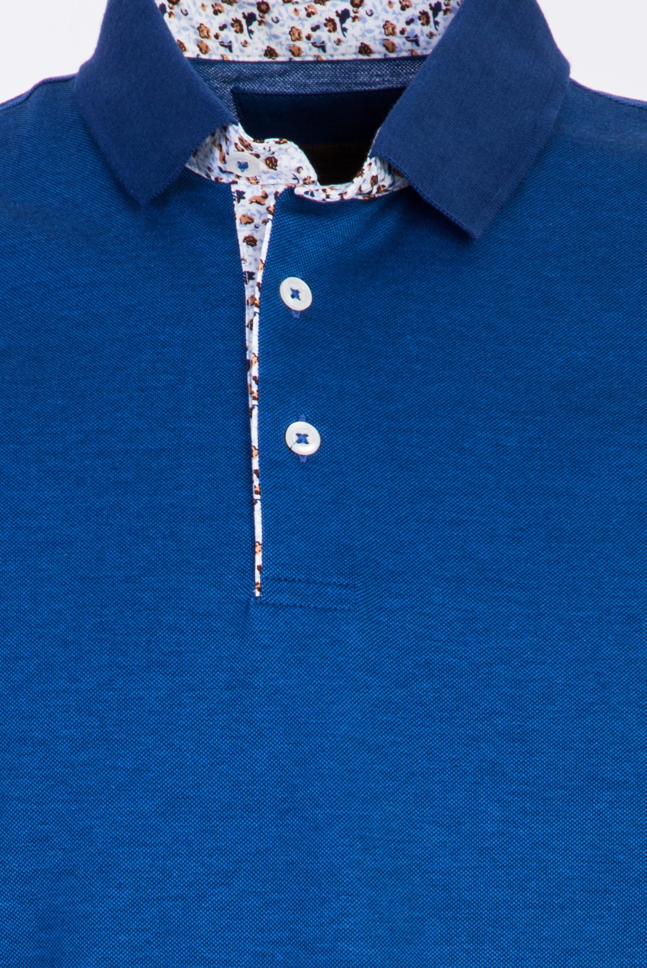 Kobalt Mavi Polo Yaka Regular Fit Merserize Pamuk T-shirt