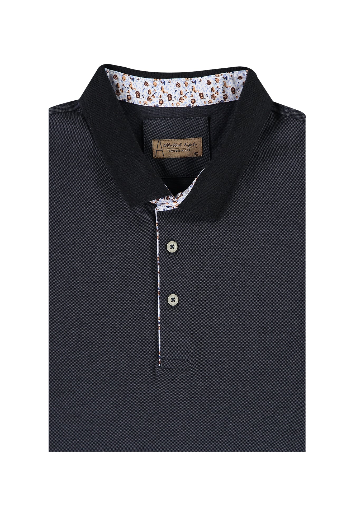 Siyah Büyük Beden Polo Yaka Pamuk T-shirt