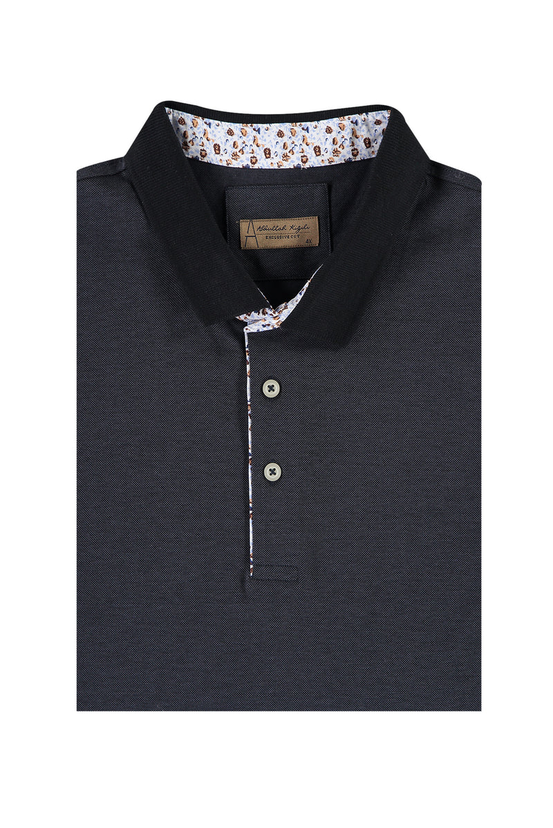 Siyah Büyük Beden Polo Yaka Pamuk T-shirt