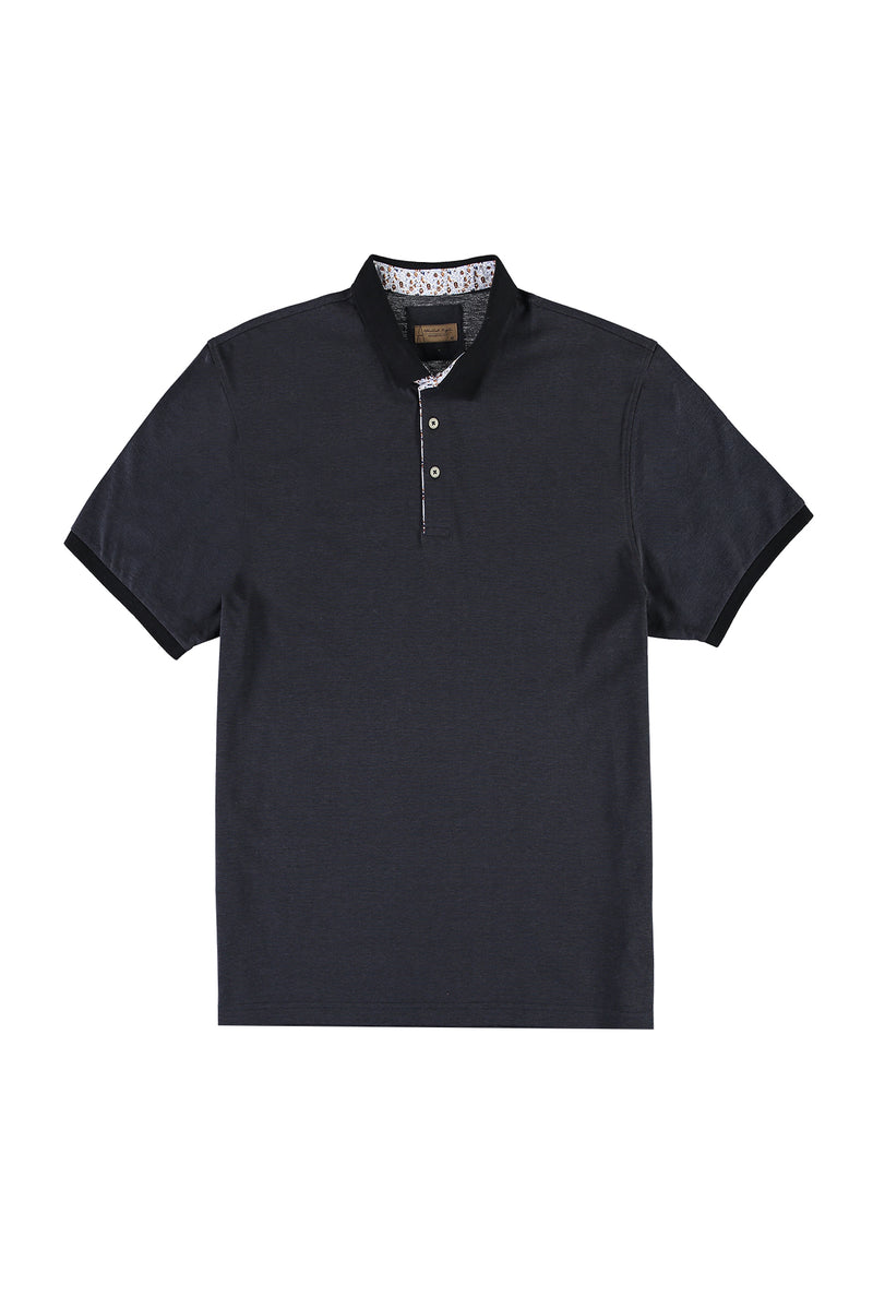 Siyah Büyük Beden Polo Yaka Pamuk T-shirt