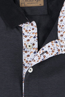 Siyah Büyük Beden Polo Yaka Pamuk T-shirt
