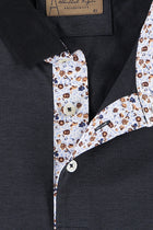 Siyah Büyük Beden Polo Yaka Pamuk T-shirt-Abdullah Ki??l?