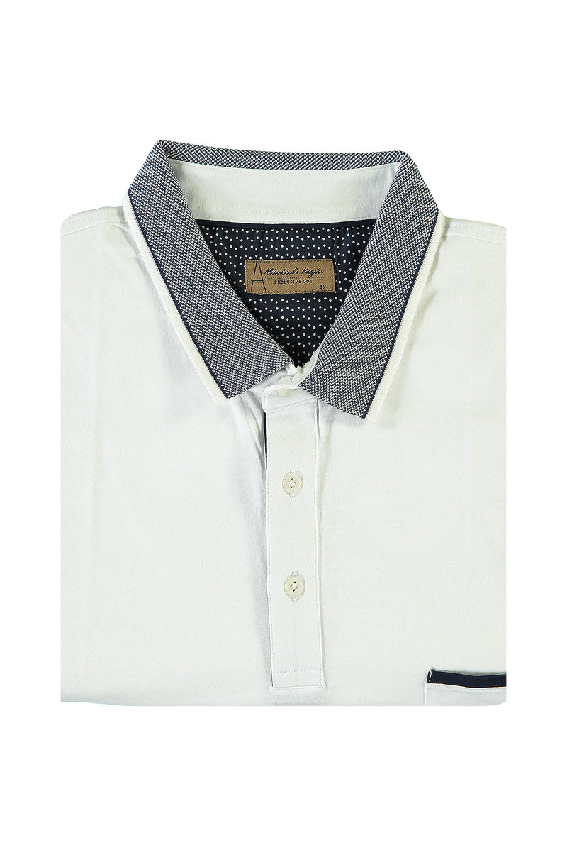 Beyaz Büyük Beden Polo Yaka T-shirt