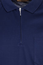 Orta Lacivert Polo Yaka Fermuarlı Regular Fit Pamuk T-shirt